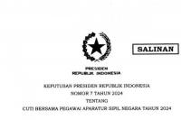 Berikut Jadwal Cuti Bersama Pegawai ASN Tahun 2024