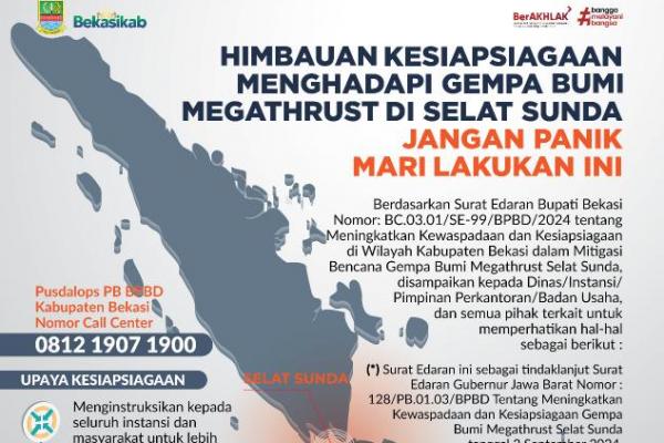 Pemkab Bekasi mengeluarkan imbauan kesiapsiagaan menghadapi gempa bumi Megathrust di Selat Sunda (Foto: Pemkab Bekasi.go.id)  