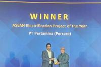 Desa Energi Berdikari Pertamina meraih penghargaan tingkat ASEAN dalam ajang Enlit Asia 2024 (DOK.PT Pertamina NRE)