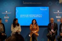 Menkomdigi Meutya Hafid dalam sesi Crisis or Opportunity? Skills for a 2030 Workforce di Indonesia Pavilion, WEF 2026, Davos, Swiss (Foto: Komdigi)