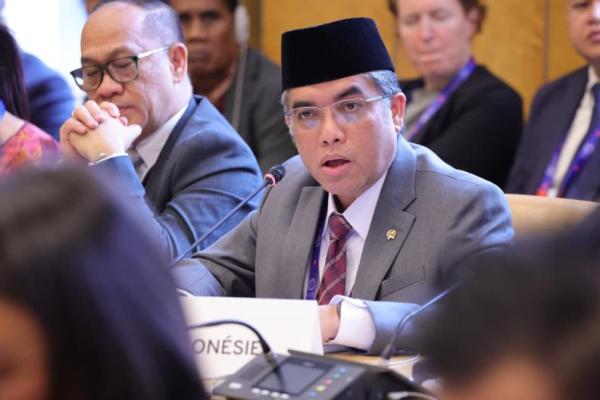 Menteri Ketenagakerjaan (Menaker) Yassierli dalam Asia Pacific Group Ministerial Meeting pada rangkaian Konferensi Perburuhan Internasional atau International Labour Conference (ILC) ke-114 di Jenewa, Swiss (Foto: Ist) 
