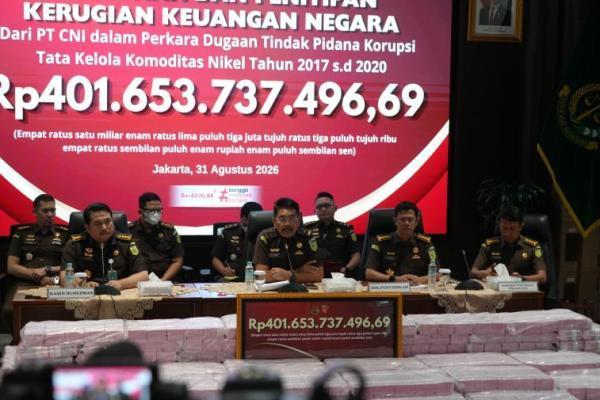 Kejagung menyita uang senilai Rp401.653.737.469 dari PT Ceria Nugraha Indotama (CNI) (Foto: Dok Kejagung) 